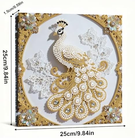Pearl Art Kits Painting for Adults, DIY Mindfulness Therapy with Framed Canvas and Tools, Beginner Wall Decor-Peafowl - Image 6
