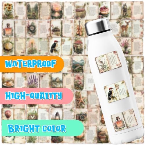 Vintage Watercolor Diary Stickers for Scrapbooking, Waterproof Aesthetic Decals for Planner Water Bottles Art Bullet Junk Journal,DIY Crafts and Scrapbook Supplies for Teens Adults - Image 4