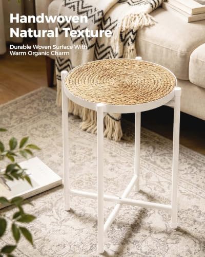 Bamworld Plant Stand Indoor Rattan Plant Table for Large Plants White - Image 4