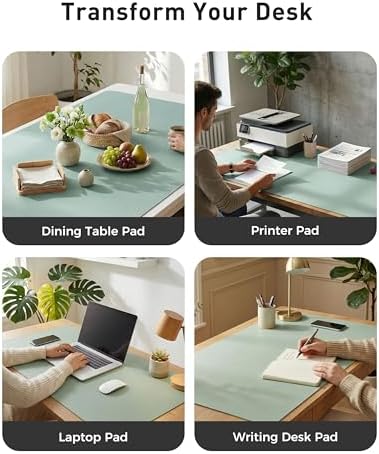 Aothia Faux Leather Desk Mat - Large Mouse Pad, Non-Slip PU Leather Blotter, Waterproof Writing Surface for Office and Home (Light Blue, 63" x 24") - Image 6