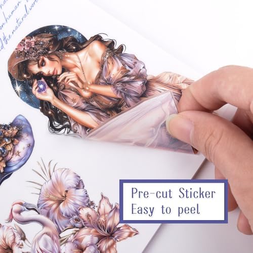 Astrology Sticker Book for Journaling, Pre-Cut Gorgeous Scrapbook Sticker for Adults Women, Transparent PET Washi Paper Materials for Collage Art, Card Making, Junk Journal - Image 4