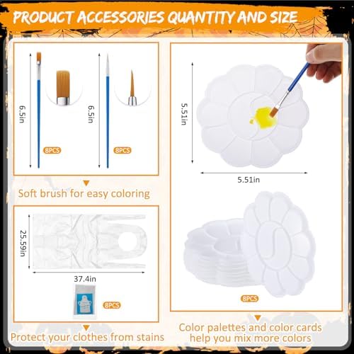 Tenceur 72 Pcs Pre Drawn Canvas Painting Kit 8"x10" for Adults,Halloween - Image 3