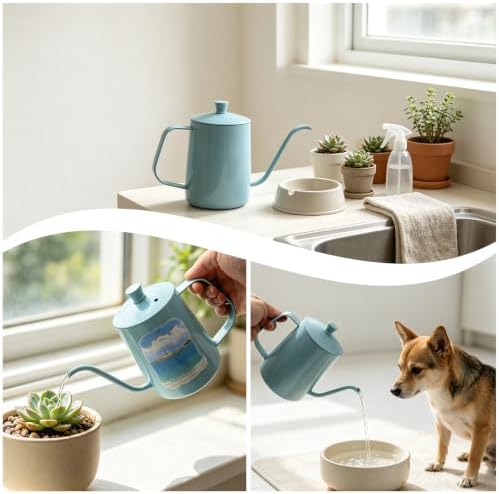 OFFIDIX Watering Can Indoor Set Blue Small Metal Water Can and Spray Bottle - Image 5