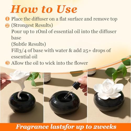 Honeydak 3 Pcs Ceramic Essential Oil Diffuser, Non Electric,Camellia - Image 3