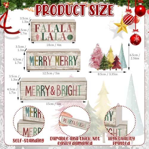 Moucuny 4 Pcs Christmas Table Decorations, Wooden Pastel Christmas Tree - Image 2