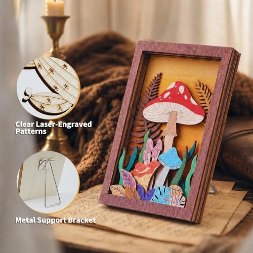 Temlum 3pcs Wooden Painting Crafts Kit for Adults, Layered Wood Art - Image 4
