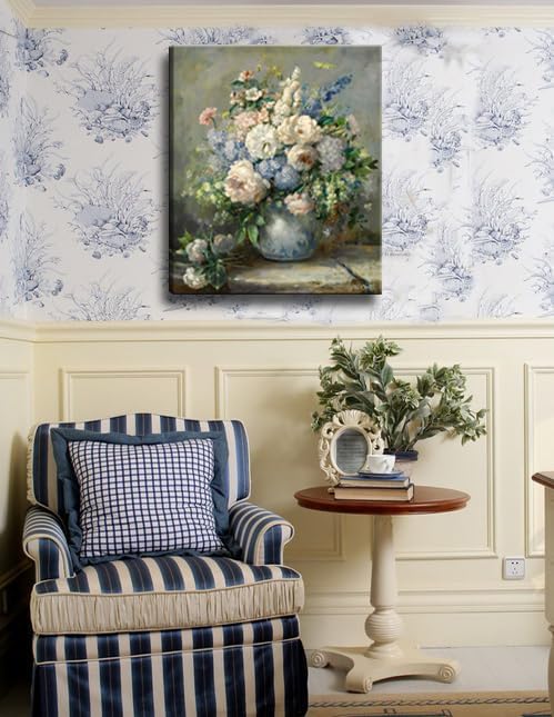 msspart Pierre Auguste Renoir Canvas Wall Art Print - Spring Bouquet Floral Oil Painting Reproduction Classic Flowers Artwork Poster for Office Bedroom Bathroom Home Decor- 16"x24"
