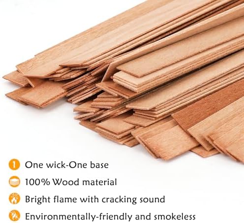 150pcs Wood Wicks for Candles Making,50pcs Wooden Candle Wicks,50pcs Wick Stickers,for Soy Wax, Beeswax, Coconut Wax - DIY Candle Making Supplies for Beginners & Professionals - Image 4