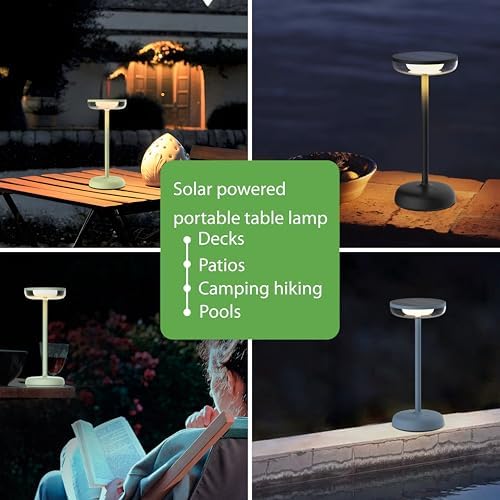 Cocktail Style Solar Table Lamp, USB-C, Dimmable, Blue, 1pk - Image 5