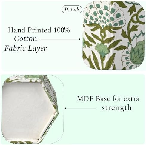 CPC Emerald Green Block Print Cotton Pen Holder Set of 2 - Image 2