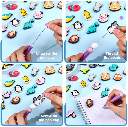 Humyoun 122 Pcs Beadable Pen DIY Kit with Silicone Beads, Stylish Style - Image 6