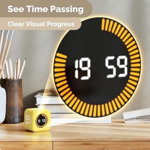KADAMS Timer Pomodoro - Productivity Pomodoro Cube, 5/10/25/50 Min Countdown & Countup, Silent – for Work Study Workout Kitchen School Classroom Office ADHD Gift Kids (1, Yellow) - Image 3