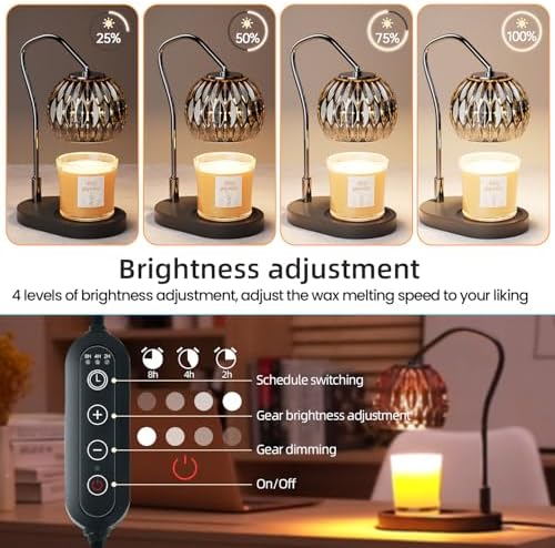Candle Warmer Lamp with Timer & 4-Level Dimmer, Modern Decor - Image 3