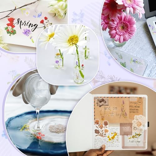 36 SheetsFlower Stickers for Scrapbooking,576 Pcs Self-Adhesive Transparent Flower Stickers Scrapbook Supplies Journaling Stickers for Adult Card Making Letters DIY Water Bottle Cards Decoration - Image 6