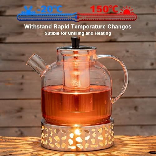 Glass Teapot with Removable Infuser,Ehugos 800ml (27OZ) Stovetop Safe Small Tea Pot, Blooming and Loose Leaf Hand Crafted Kettle for Women and Adult with Stainless Infuser - Image 6