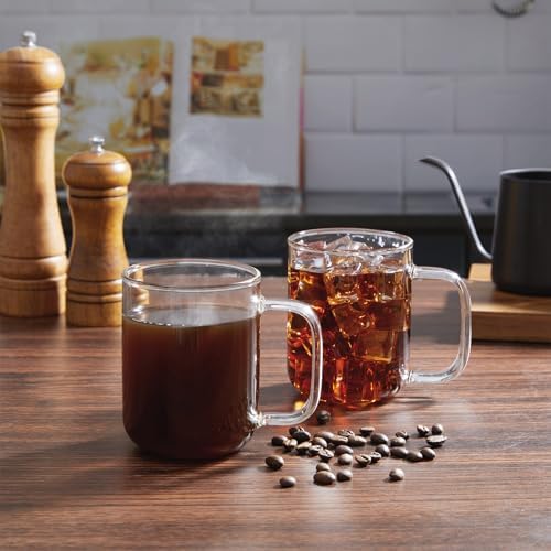 Glass Coffee Mugs, 12 oz iced coffee cups, Clear Tea Cups Set of 6, Glass Mugs with Handles, Glass Cups for Latte, Cappuccino, and Tea - Image 7