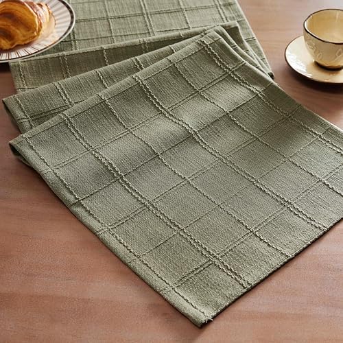 ZeeMart Linen Checked Farmhouse Table Runner, 13x90 Inches Olive by ZEEMARTONLINE