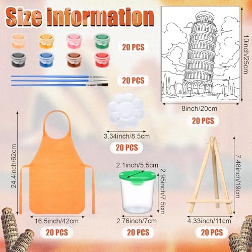 Sherr 140 Pcs 20 Set Pre Drawn Canvas Painting Kit, Landmarks - Image 2