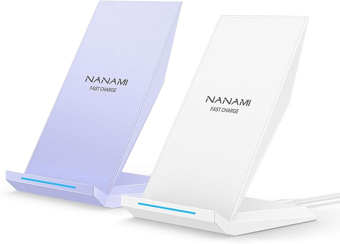 Fast Wireless Charger 2 Pack - NANAMI Qi Certified Wireless Charging Stand for iPhone 17/17 Air/16/15/14/13/12/12 Pro Max, Phone Charger Dock Compatible Samsung Galaxy S25/S24/S23/S22/S21,Pixel 6/5