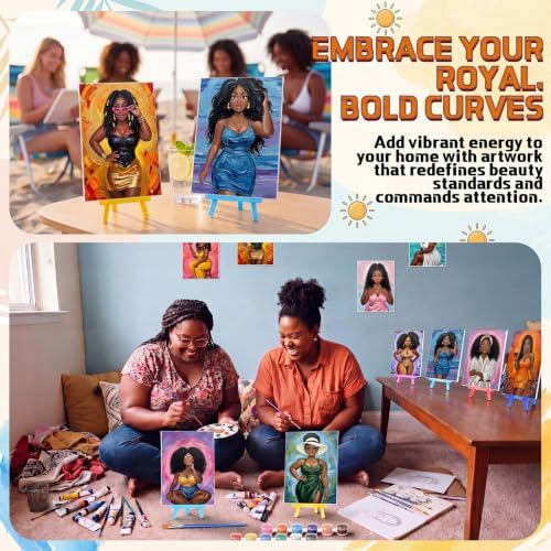 Blosssound 10 Set Pre Printed Canvas Pre Drawn Canvas Painting with Easel Kits 5" x 7" Outline Painting Panels for Beginners, DIY Craft Project, Party Favor, Home Decors(Curvy Goddesses) - Image 6