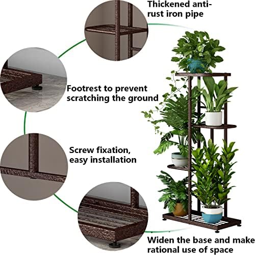 LINZINAR 4 Tier Plant Stand Indoor Outdoor Metal Flower Pot Display Shelf - Image 5