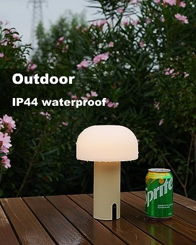WEILAILUX Cordless Mushroom Table Lamp, Waterproof Shower Lamp, Battery Operated Table Lamp Rechargeable, Touch Dimmable Night Light for Bedroom/Patio/Camping/Dinning/Outdoor (Khaki) - Image 6