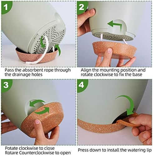 Vanslogreen Planters for Indoor Plants, 8/7/6.5/6/5.5/5 Inch Self Watering Planters with Drainage Hole, Plastic Planters Flower Pots for Indoor Outdoor Plants (Green) - Image 5
