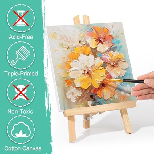 ESRICH Stretched Canvas, 6 Pack 8x8, Primed Acid-Free, Wood Framed Blank Canvas, Art Canvases for Beginners, Artists, Used for Oil, Acrylic Paint, Pouring Painting - Image 4
