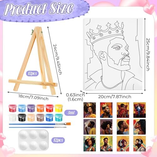 Zhanmai 72 Pcs 12 Sets Sip and Paint Kit Pre Drawn Canvas for Painting 8" x 10" Paint Party Canvas Painting Pre Printed Canvases for Party Favor DIY Virtual Adult's Date Night(Fashionable Couple) - Image 2