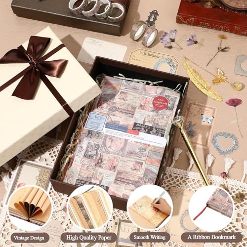 DIY Journal Diary with Lock Pack Scrapbook Kit, Brown, Retro - Image 5
