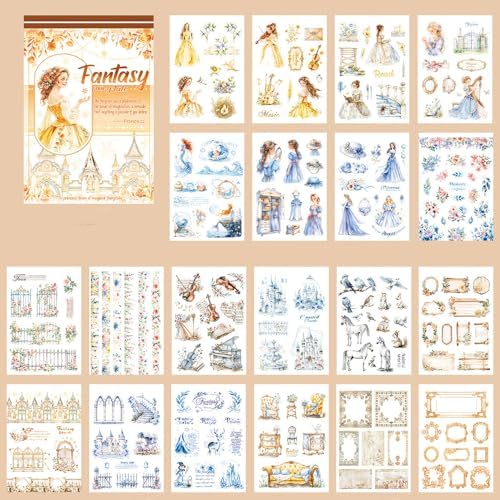 Alideco 20pcs Vintage Scrapbook Stickers Europe and The United States Figure Flowers Sticker Book for Adults Sticker journaling Stickers for Scrapbooking (qihuantonghua) by Alideco