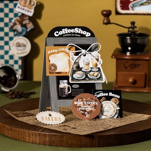 Alideco 120pcs Scrapbook Stickers Vintage Coffee Shop Scrapbooking Junk Journal Crafts Embelishment Decoration Stickers (kaiyijiakafeidian) - Image 3