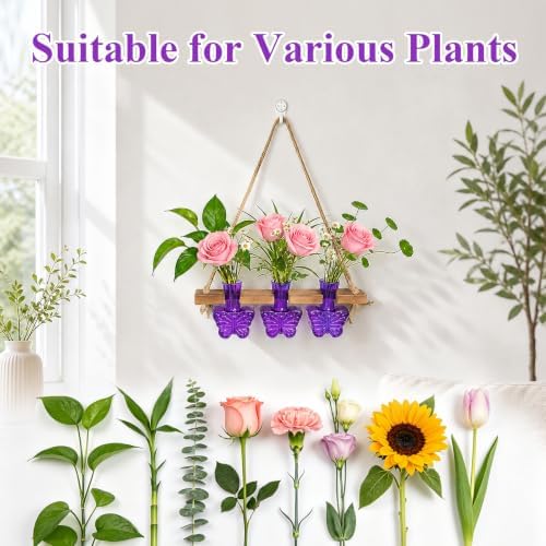 XXXFLOWER Plant Propagation Station Hanging Butterfly Shaped Vase Purple - Image 4