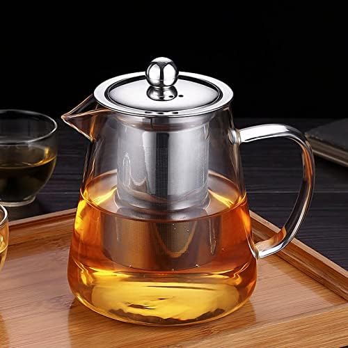Mini Size Glass Teapot Tea Kettle-with Stainless Steel Removable Infuser for Blooming Tea & Loose Leaf Tea, Microwave & Stovetop Safe, 550ML/19.3oz (S-550) by Newraturner