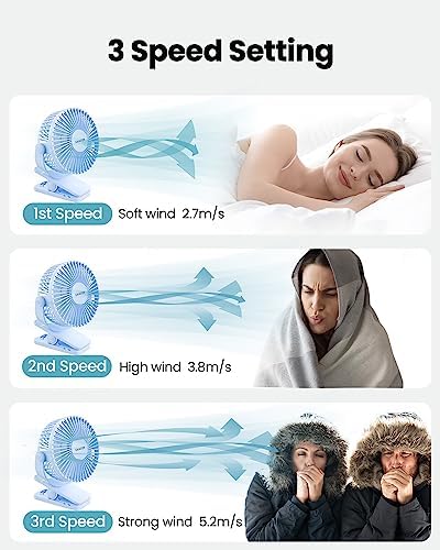 Gaiatop Portable Clip on Fan, Mini Personal Quiet Rechargeable Fan - Image 6
