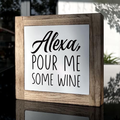 Alexa Wooden Wine Bar Sign - Farmhouse Tabletop Decor Set, Home Accent - Image 3