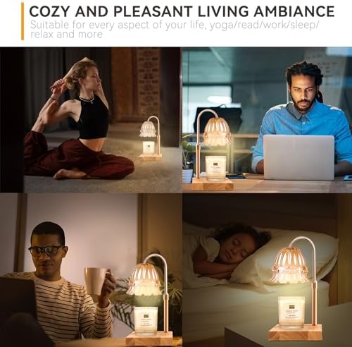 TOACSUCP Candle Warmer Lamp with 3 Bulbs, Adjustable Height Dimmable Candle Warmer with Timer, Compatible with Large Jar Candles, Flower Candle Warmer with Charming Gift Box Ribbon(Light Yellow) - Image 5