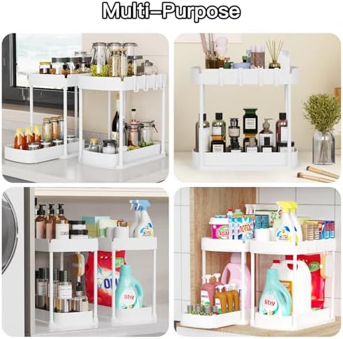 2 Packs Under Sink Pull-Out Storage Organizers, 14.8 Inches, White - Image 6