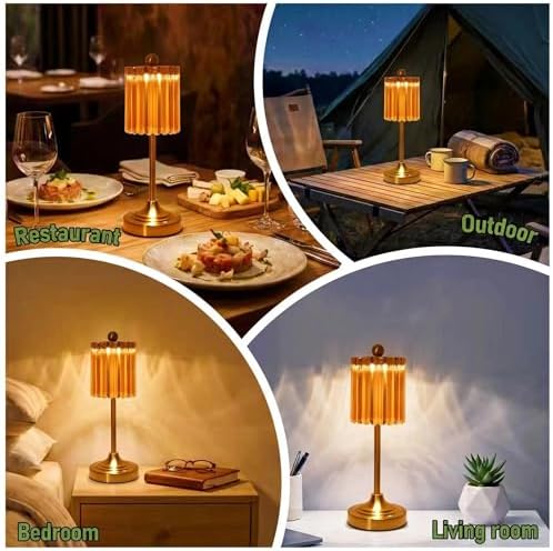 Small Vintage Cordless Table Lamp (Amber-01, 2 Pack) - Image 5