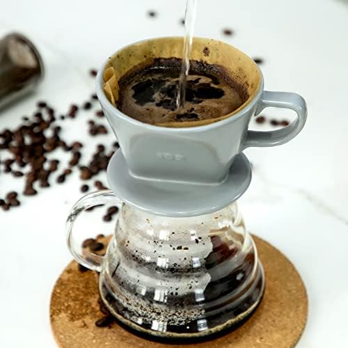 Pour Over Ceramic, Coffee Dripper Ceramic Coffee Maker,Grey - Image 2