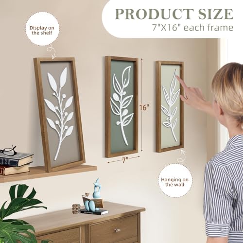 3D Tree Leaf Wooden Framed Boho Wall Art (Set of 4) - Image 2