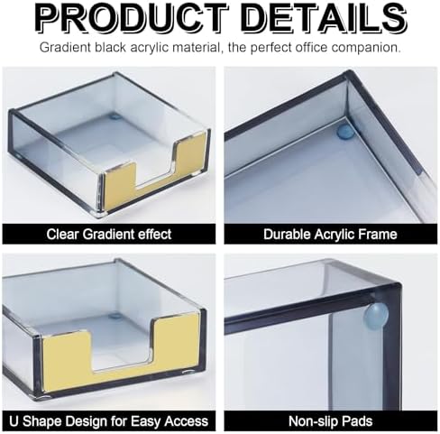 MultiBey Gradient Acrylic Sticky Note Holder Clear Post Memo Pad Dispenser - Image 6