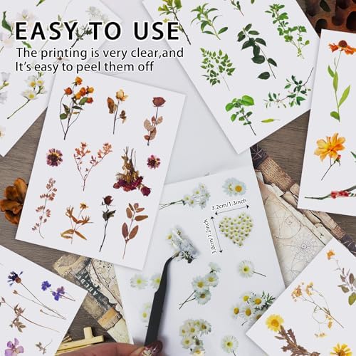 PRSTINCOL Flower Sticker Book, 40 Sheets 470pcs Floral Botanical Themed Journaling Supplies for Scrapbooking Supplies Aesthetic Junk Journal Craft DIY Craft Card Making Laptop - Image 3
