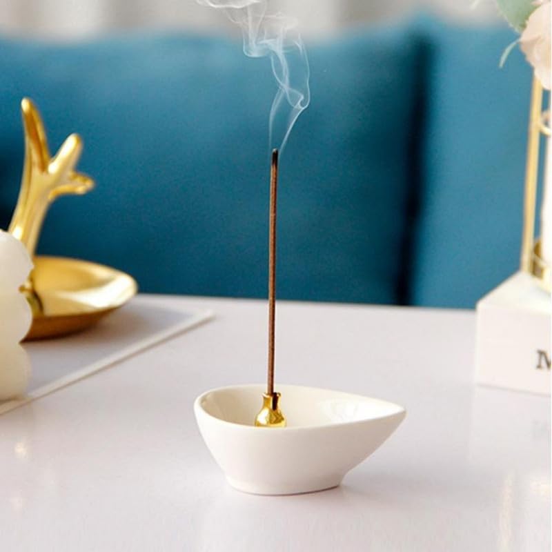 Incense Holder Modern Minimalist Circular Incense Stick Burner for Cones or Sticks for Yoga & Meditation, Enhance Atmosphere,Ceramic Ash Catcher Calabash - Image 5