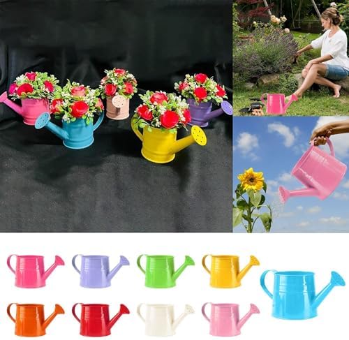 Galvanized Iron Watering Can, Tinplate Watering Kettle Small Flower Pot Plant Flower Pot, Durable Metal Flower Pot, Ideal for Gardening and Home Decor (I) - Image 6