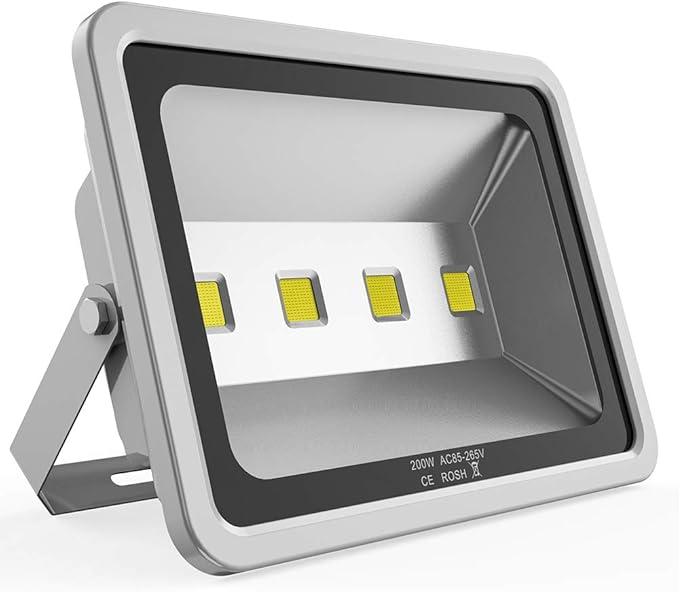 200W LED Flood Lights Outdoor, 110-285V, 20000LM Super Bright Security Light Fixture, IP66 Waterproof 6000K Daylight White，Landscape Commercial Industrial Lighting Fixtures