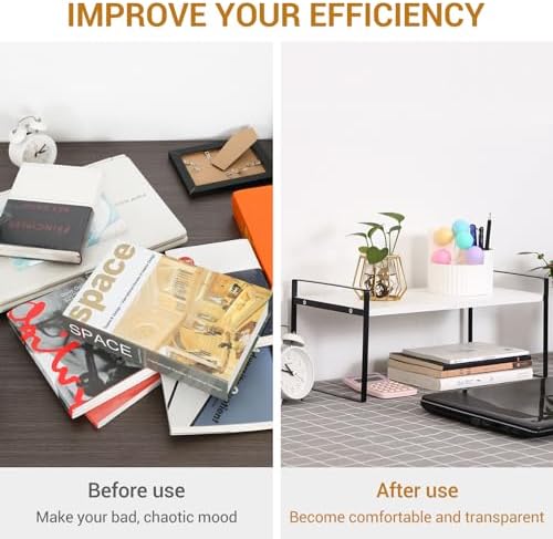 YGYQZ Desk Shelf Organizer for Top of Desk, 1-Tier Desktop Bookshelf, Black & White - Image 6
