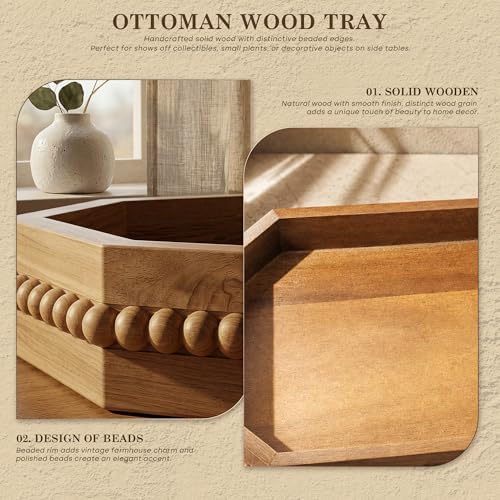 EOSAHR Acacia Wood Decorative Tray: Serving Tray for Room Decor, Brown - Image 6