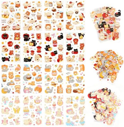 128Pcs Cute Pets for Scrapbooking,Self-Adhesive Transparent Cute Pets Scrapbook Supplies Journaling Supplies for Adult Card Making Letters DIY Water Bottle Cards Decoration by Weenkilly