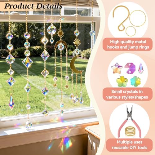 500 Pcs DIY Suncatchers Kits for Adults, Crystal Sun Catchers Rainbow Maker, Art and Crafts for Adults, Hanging Decorative Suncatchers for Windows, Home, Parties and Weddings - Image 4